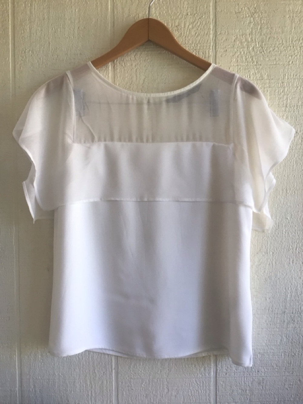 Zara cream semi Sheer sleeves Flowy off white short sleeve top
